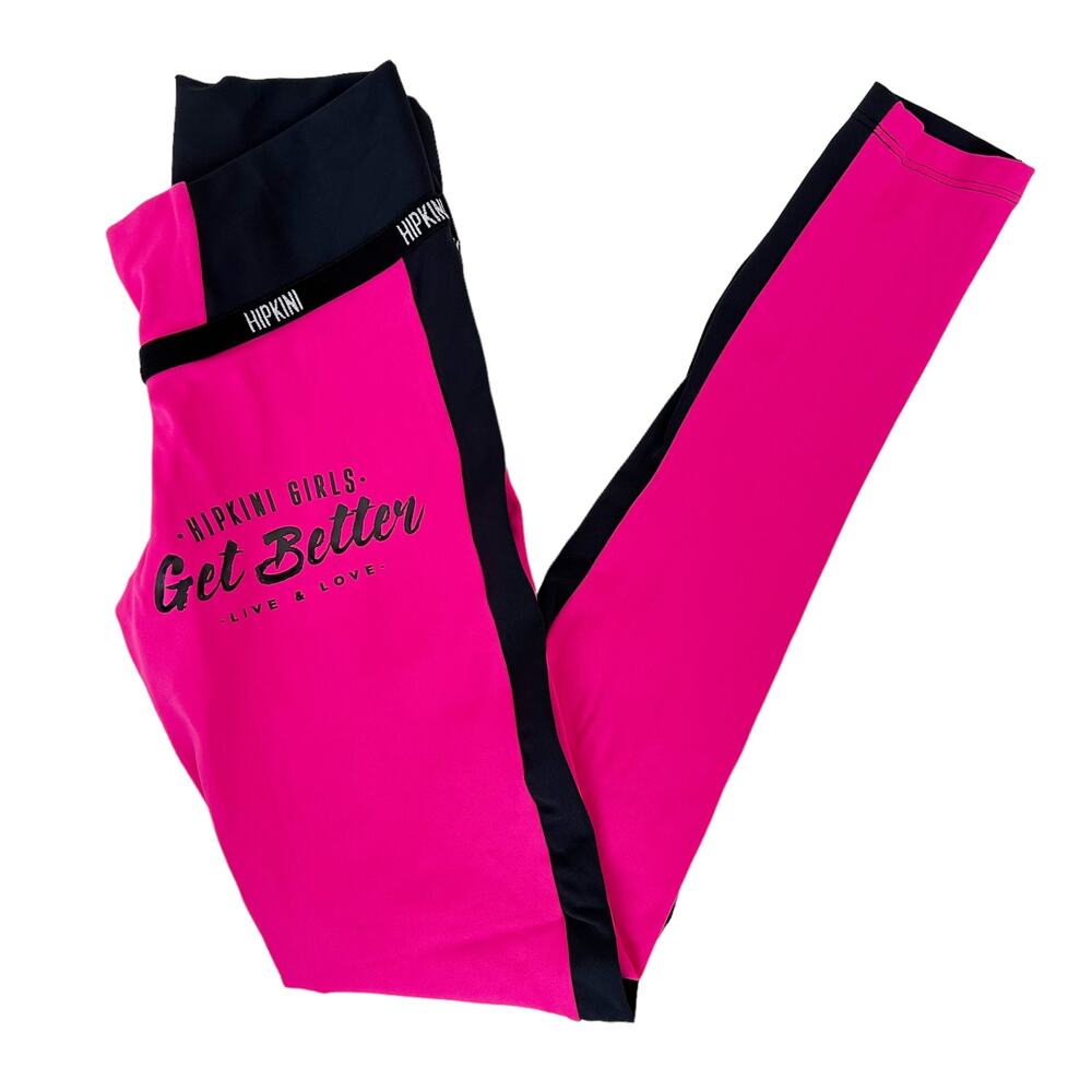 Hipkini Girls Get Better Live & Love Pink Black Leggings Sz S
